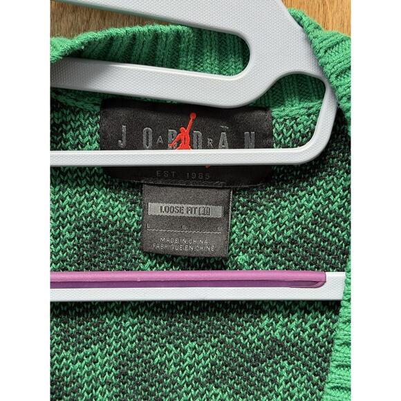Nike Air Jordan Heritage Cardigan Sweater Green Loose Fit Cement DV7573-310 Sz L - Picture 4 of 5